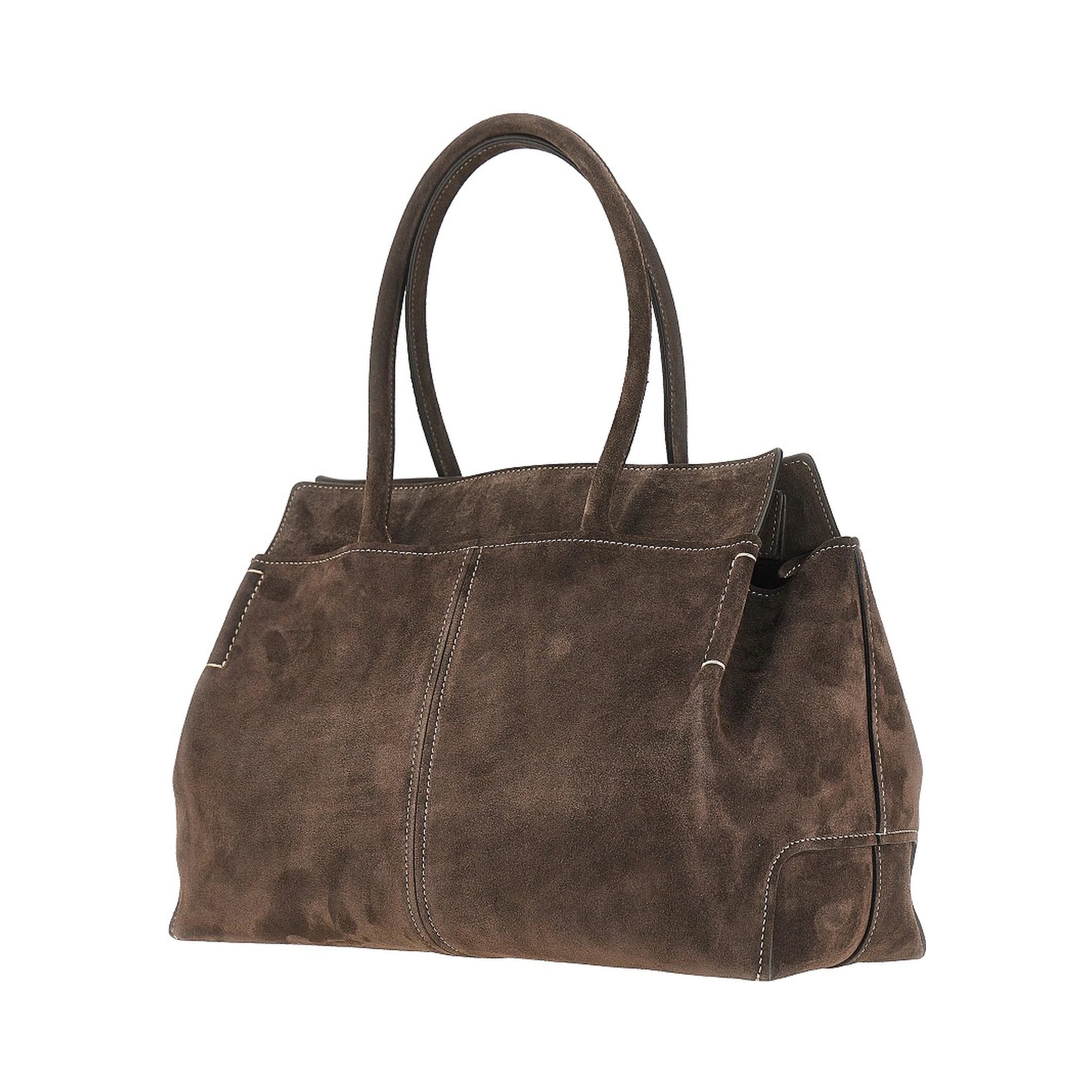 Suede leather medium shopping bag
