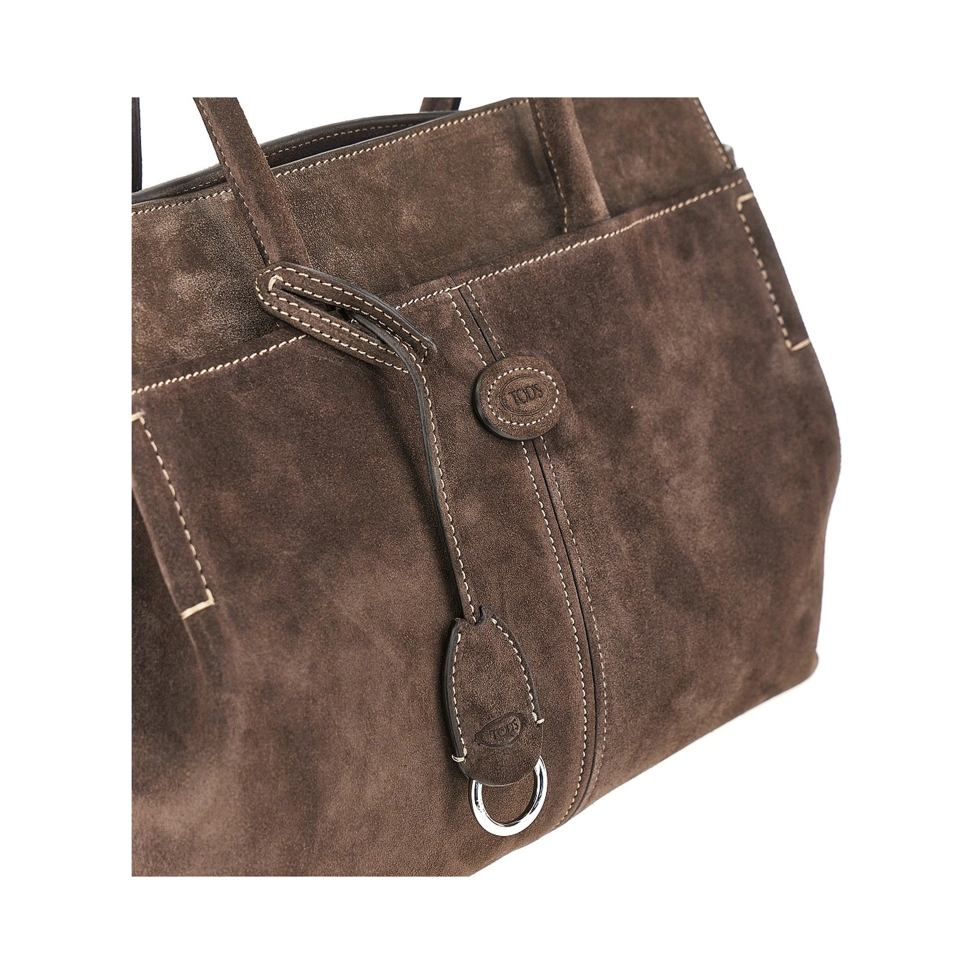 Suede leather medium shopping bag