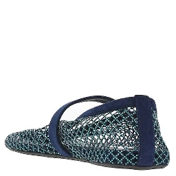 Strass-embellished fishnet ballerina flats