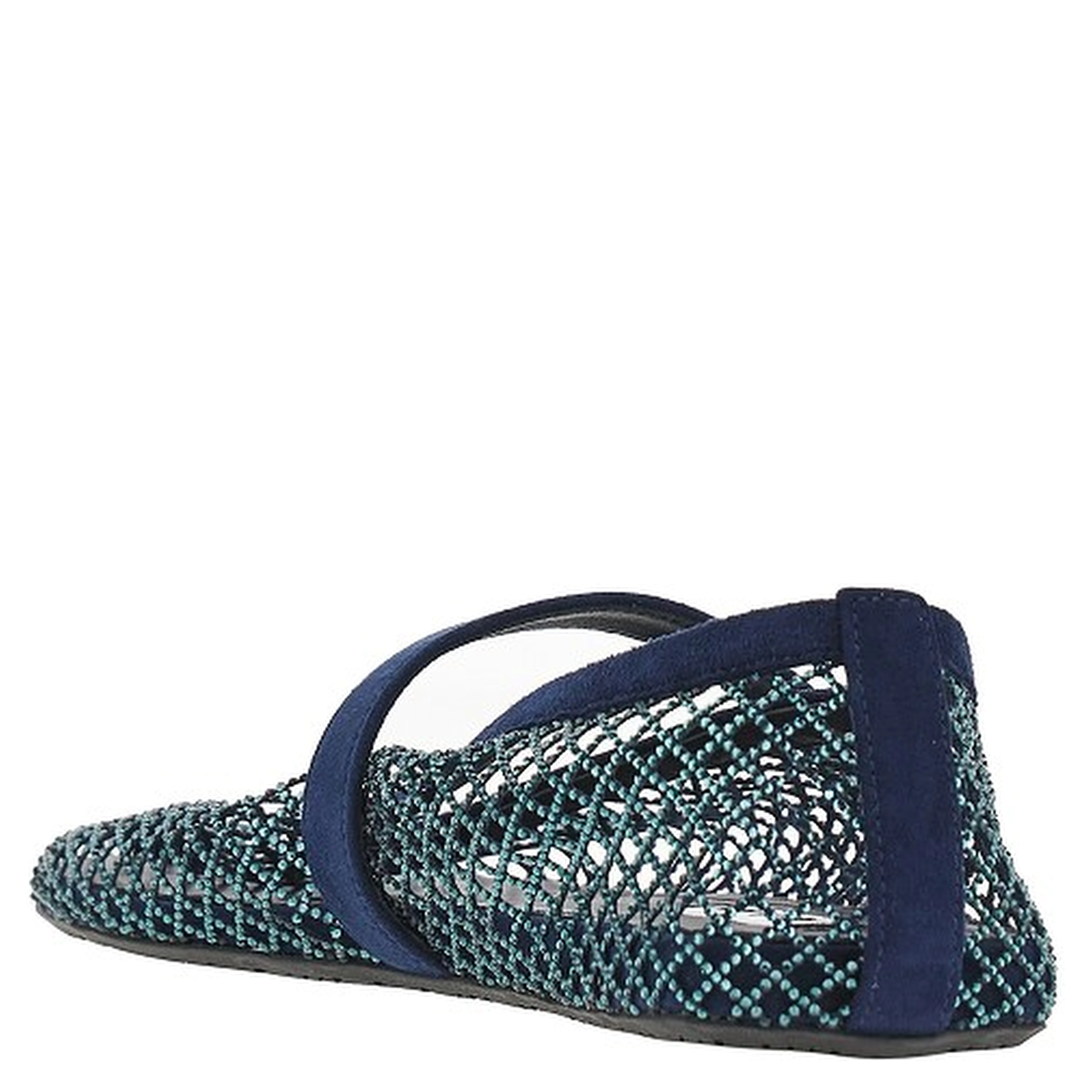 Strass-embellished fishnet ballerina flats