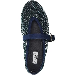 Strass-embellished fishnet ballerina flats