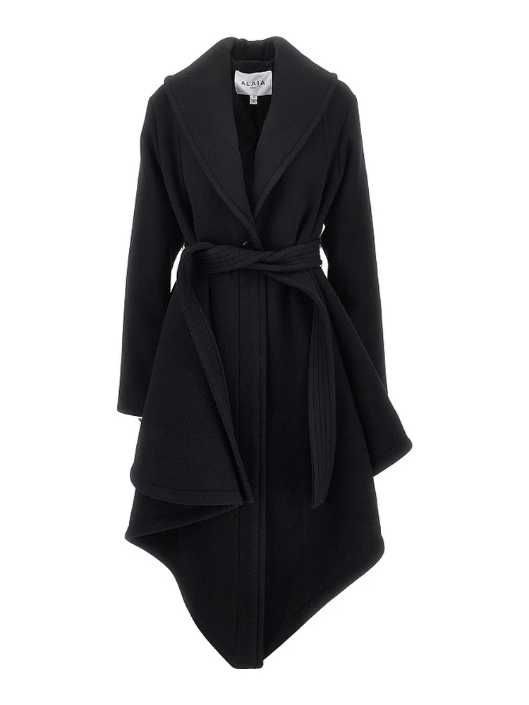 Wool robe coat with belt