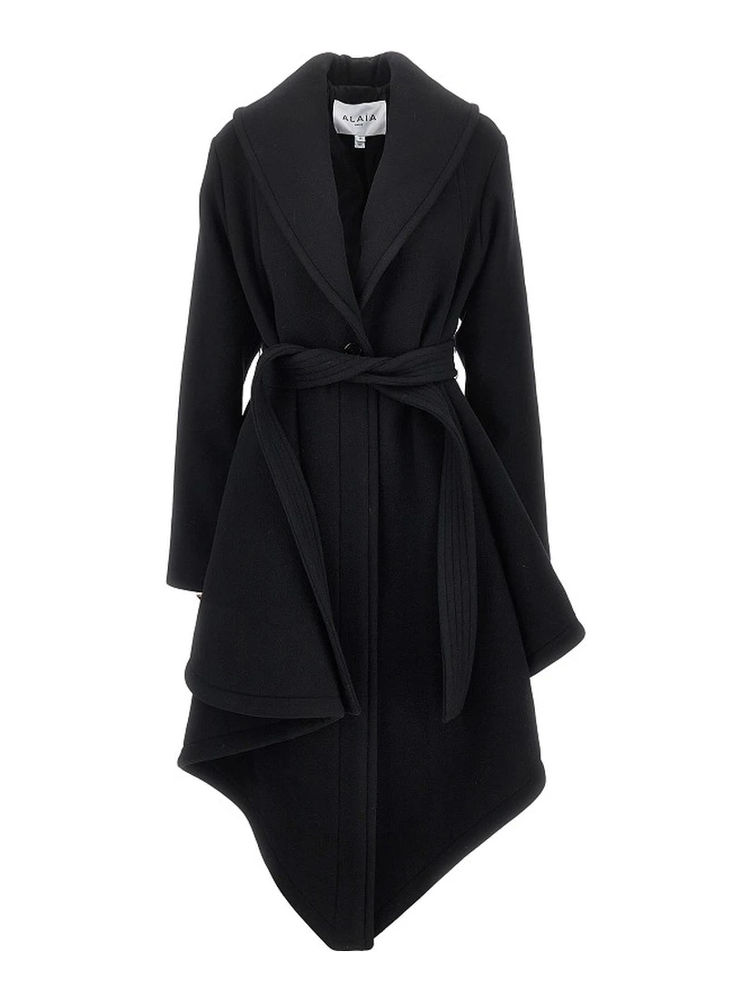 Wool robe coat with belt