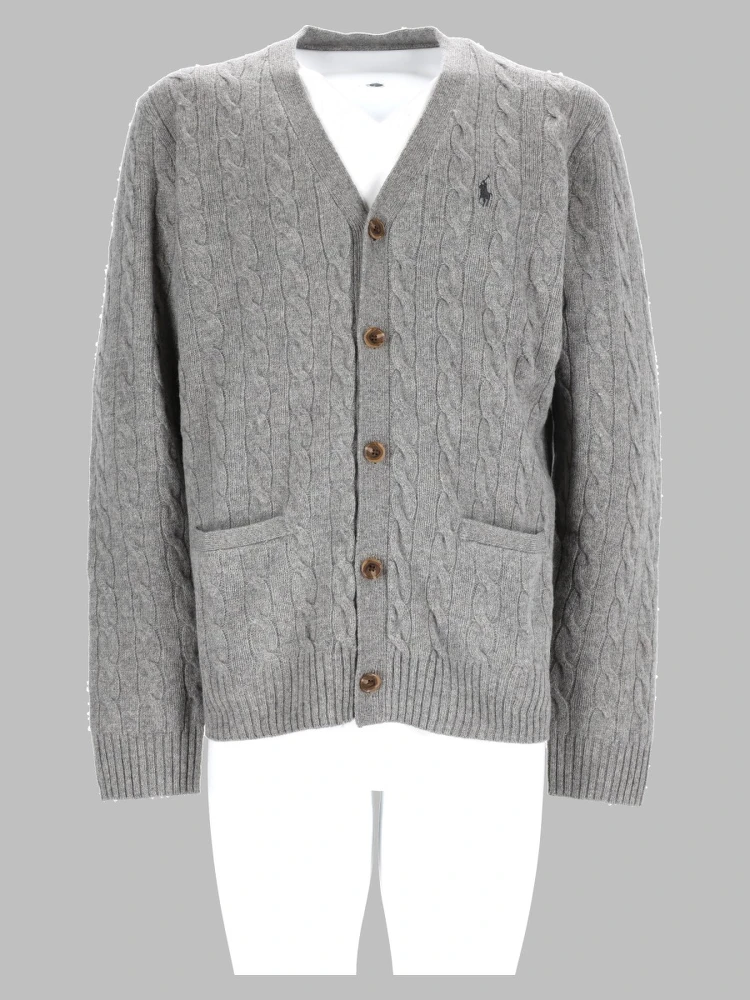 Cardigan In Lana E Cashmere A Trecce