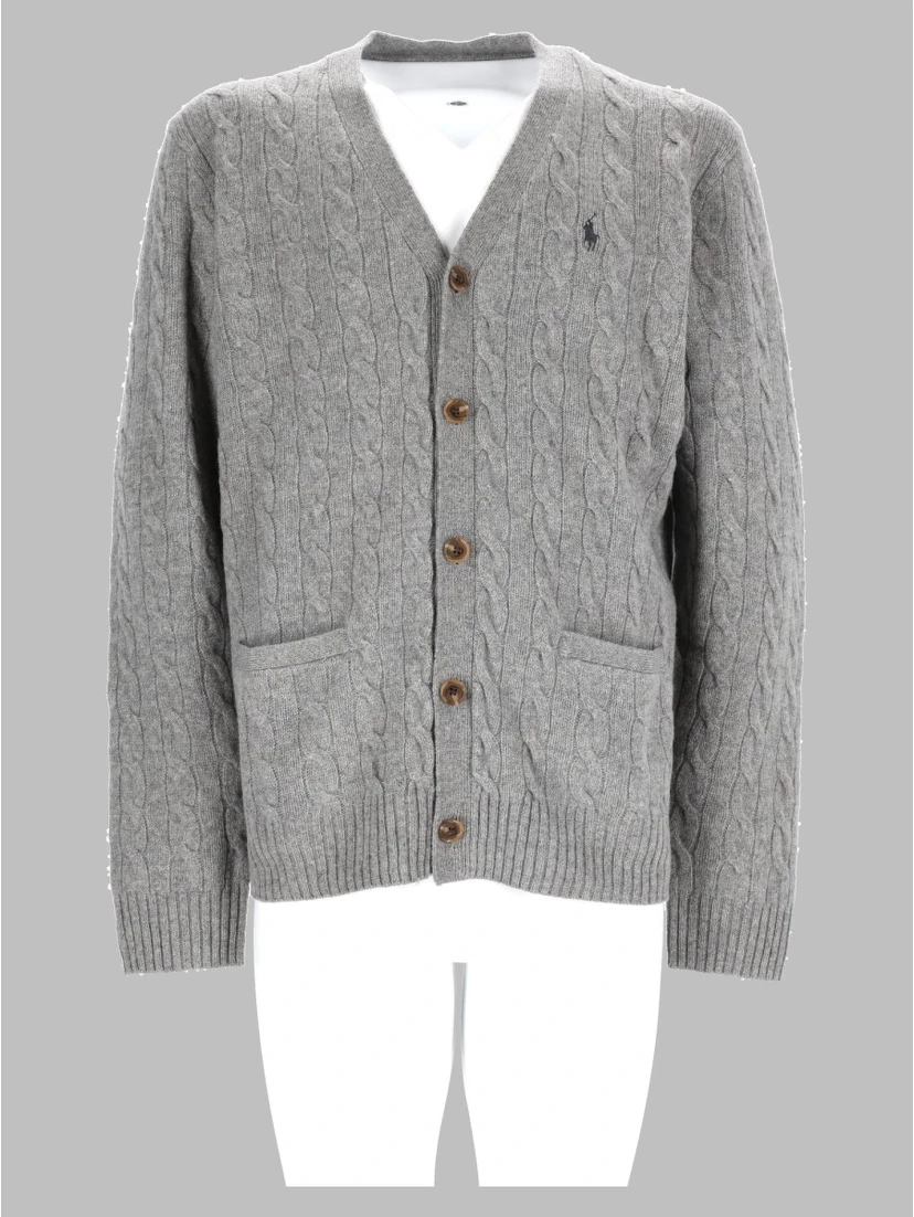 Cardigan In Lana E Cashmere A Trecce