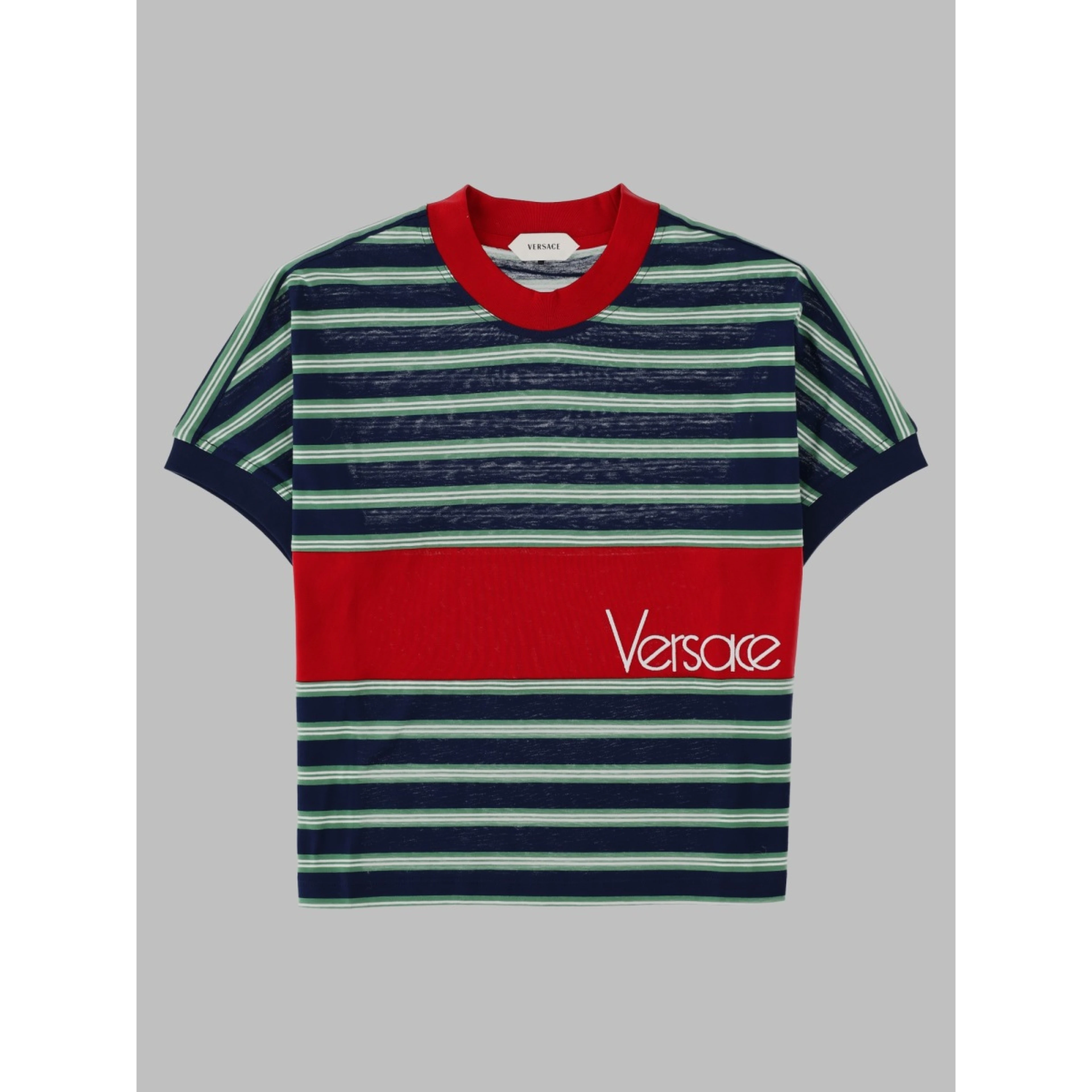 T-Shirt In Cotone a Righe Con Logo