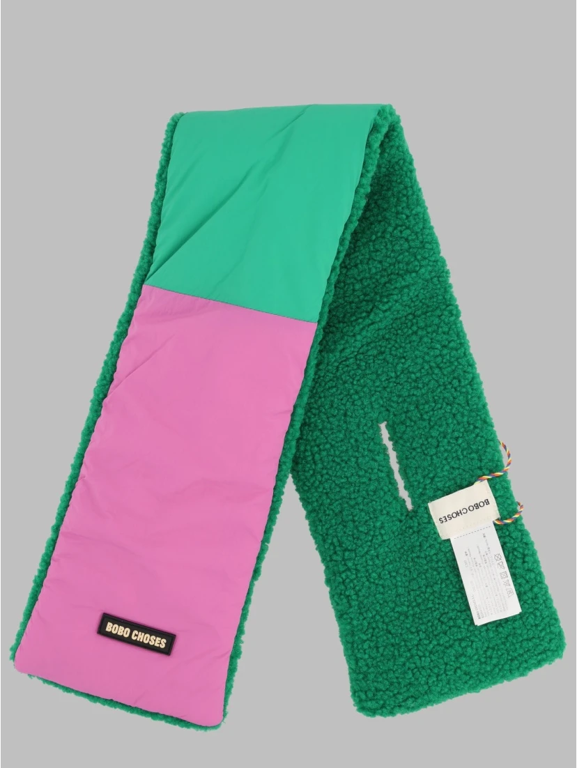 color block sheepskin neck warmer