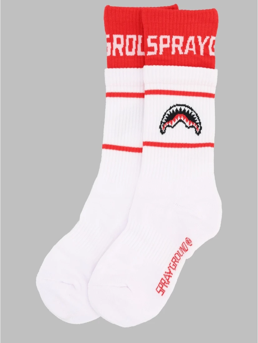 red spray socks white