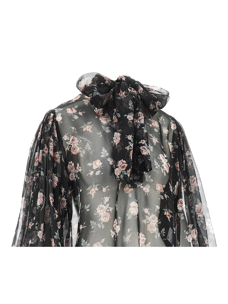 Vintage roses print chiffon blouse alternative