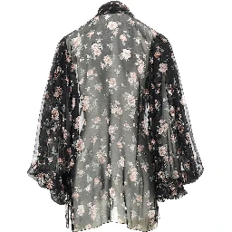 Vintage roses print chiffon blouse