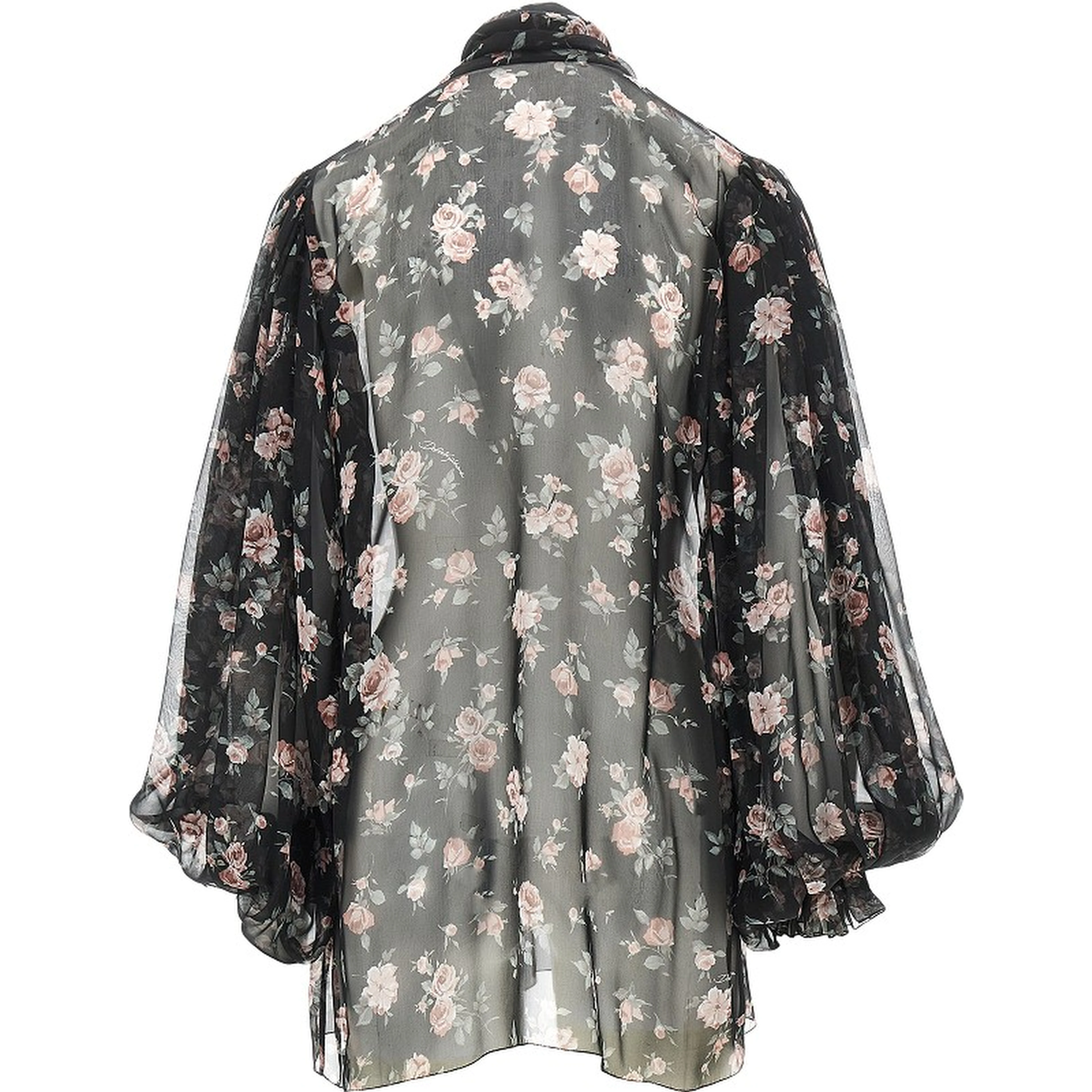 Vintage roses print chiffon blouse
