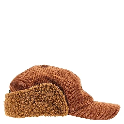 Corduroy baseball hat with earflap