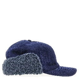 Corduroy baseball hat with earflap