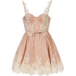 'Valiant' lace trim organdy mini dress