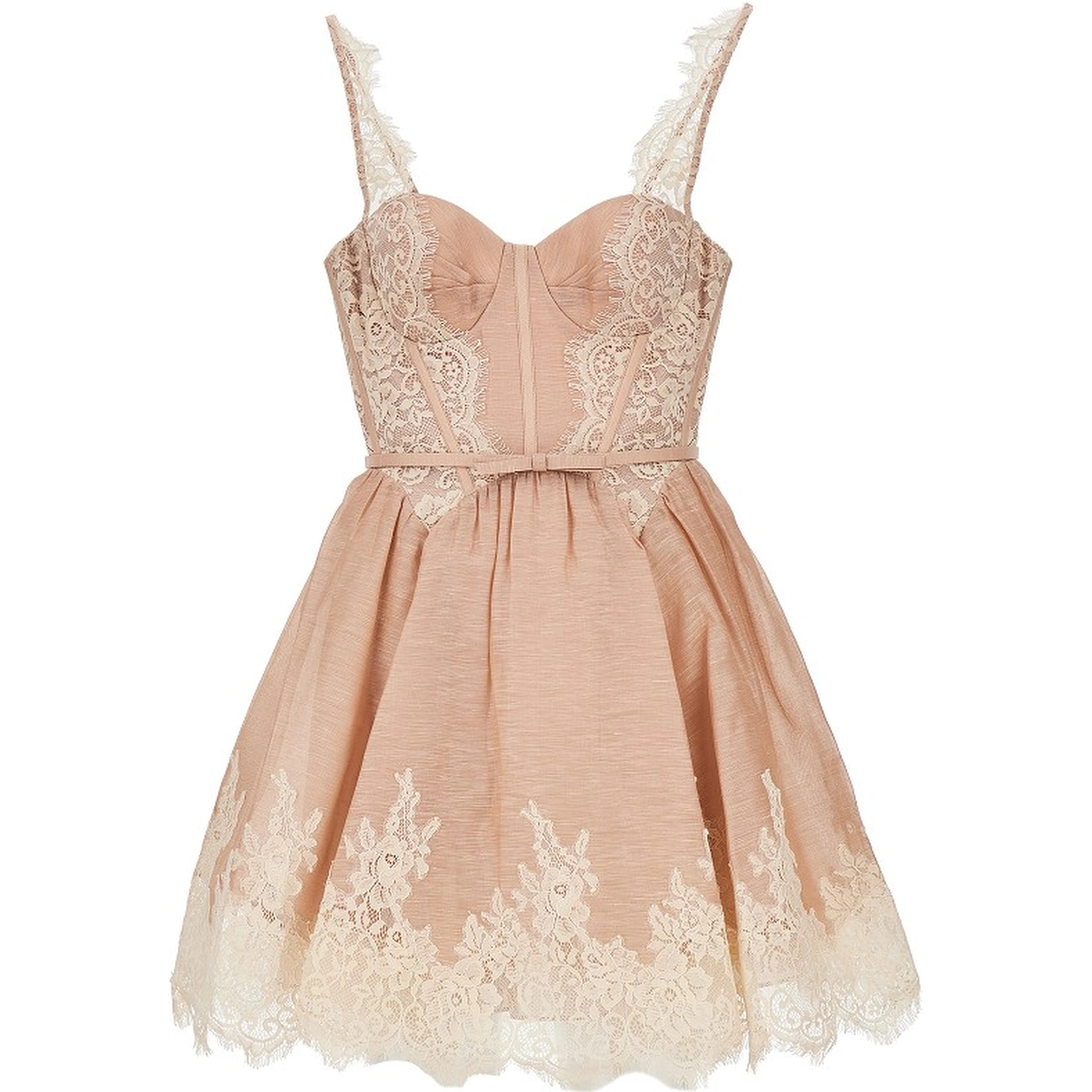 'Valiant' lace trim organdy mini dress