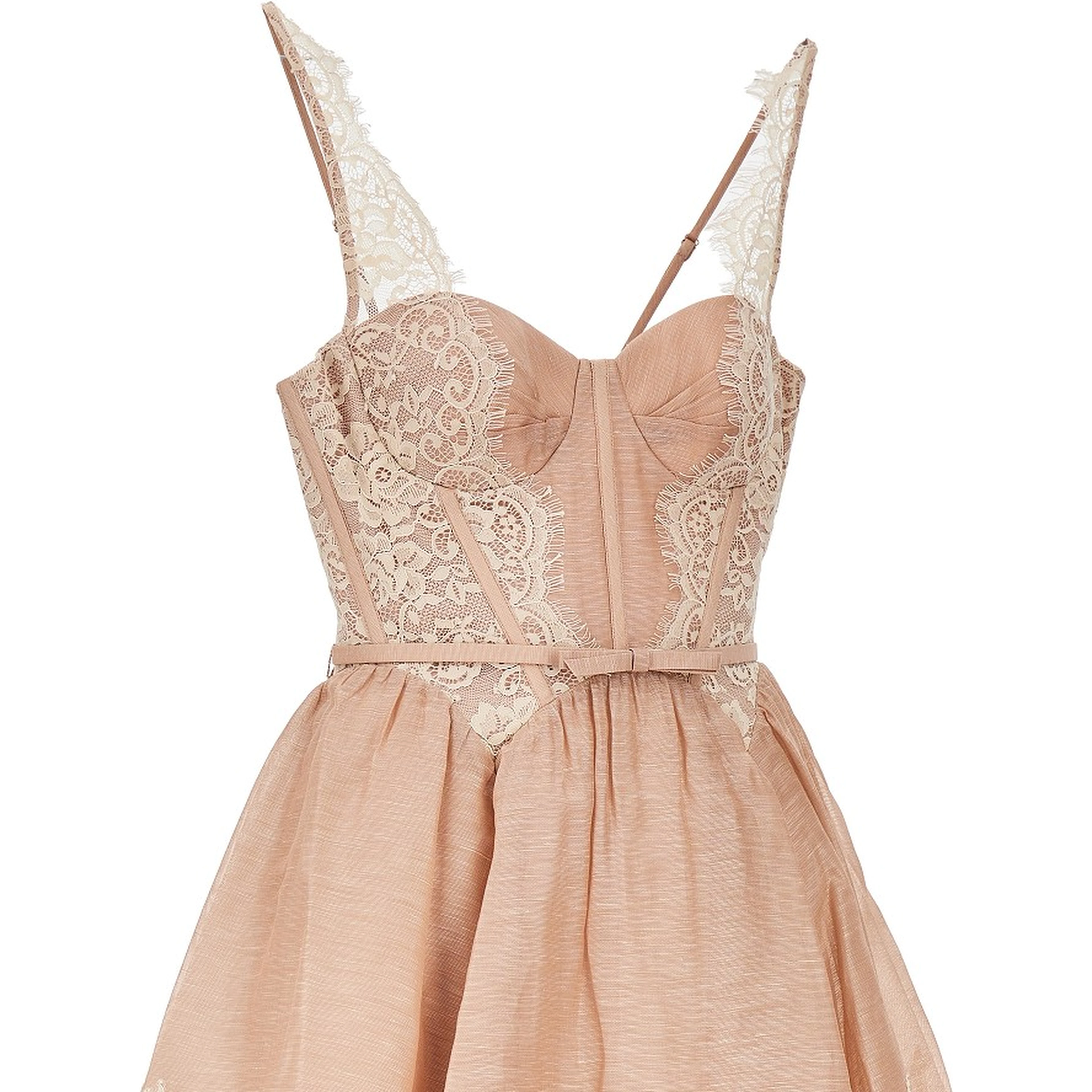 'Valiant' lace trim organdy mini dress