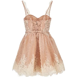 'Valiant' lace trim organdy mini dress