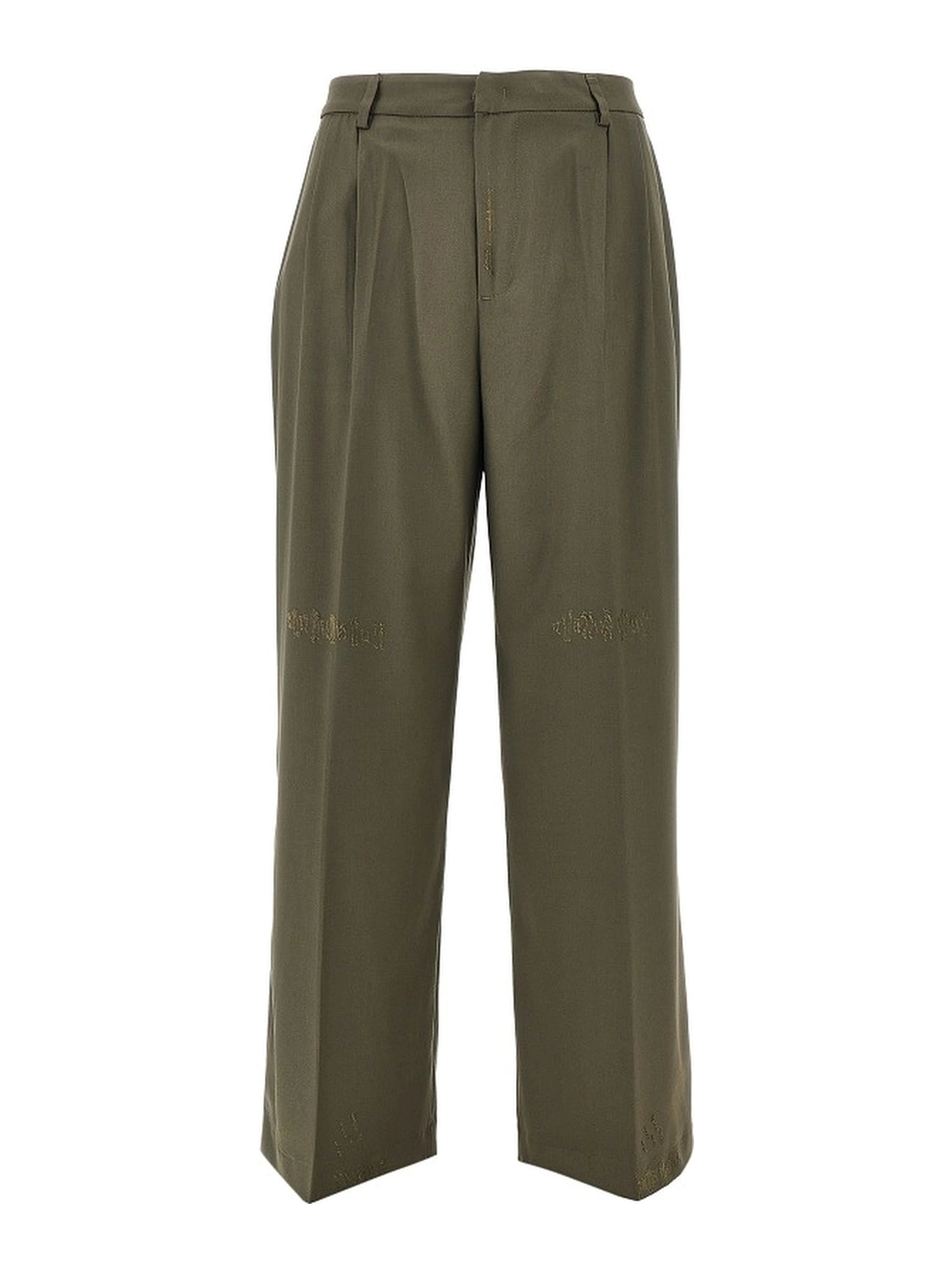 Distressed twill pants with darts