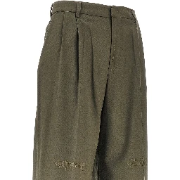 Distressed twill pants with darts