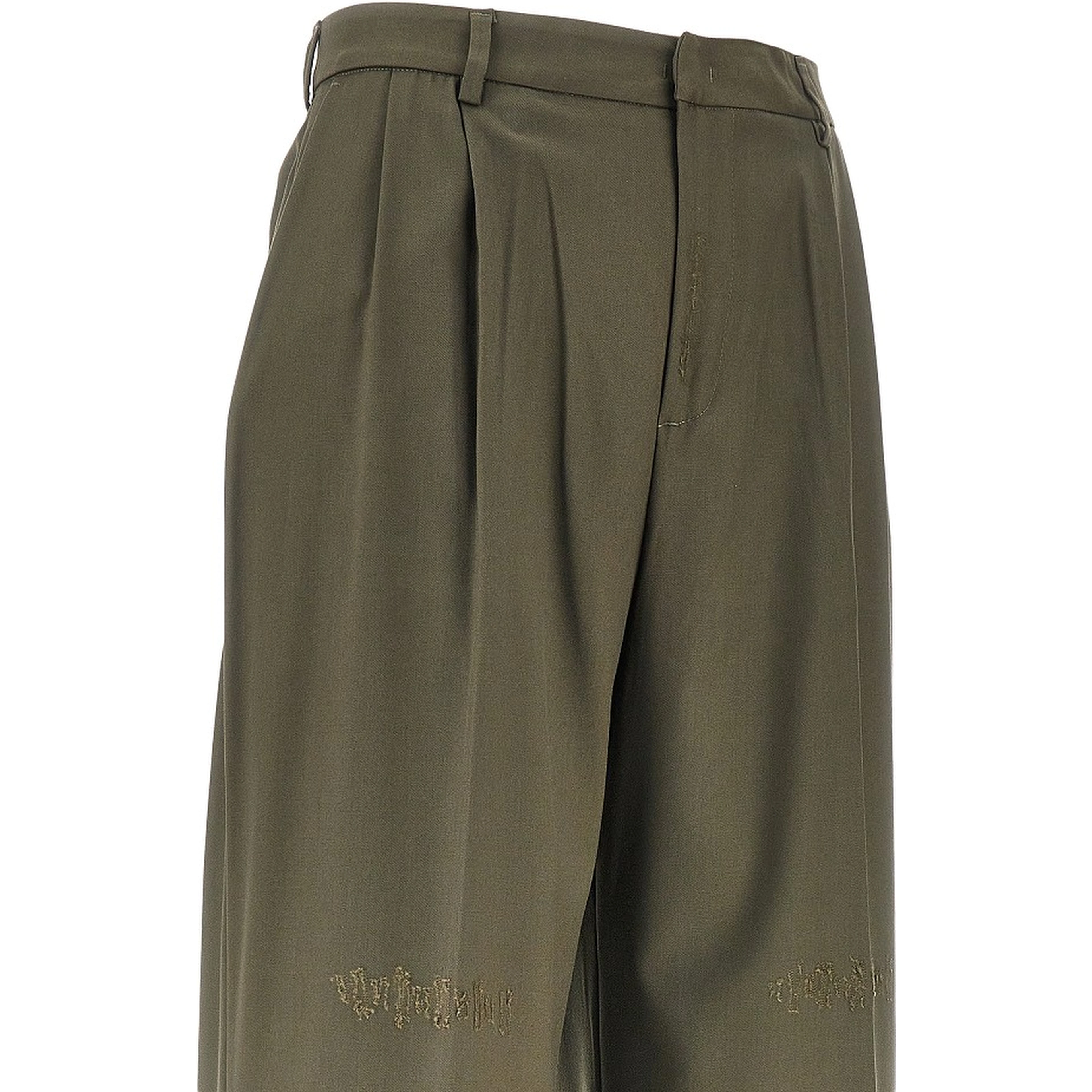 Distressed twill pants with darts
