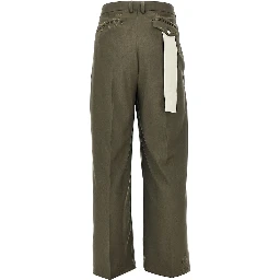 Distressed twill pants with darts