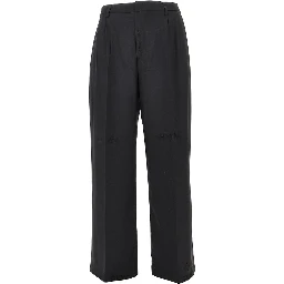 Distressed twill pants with darts