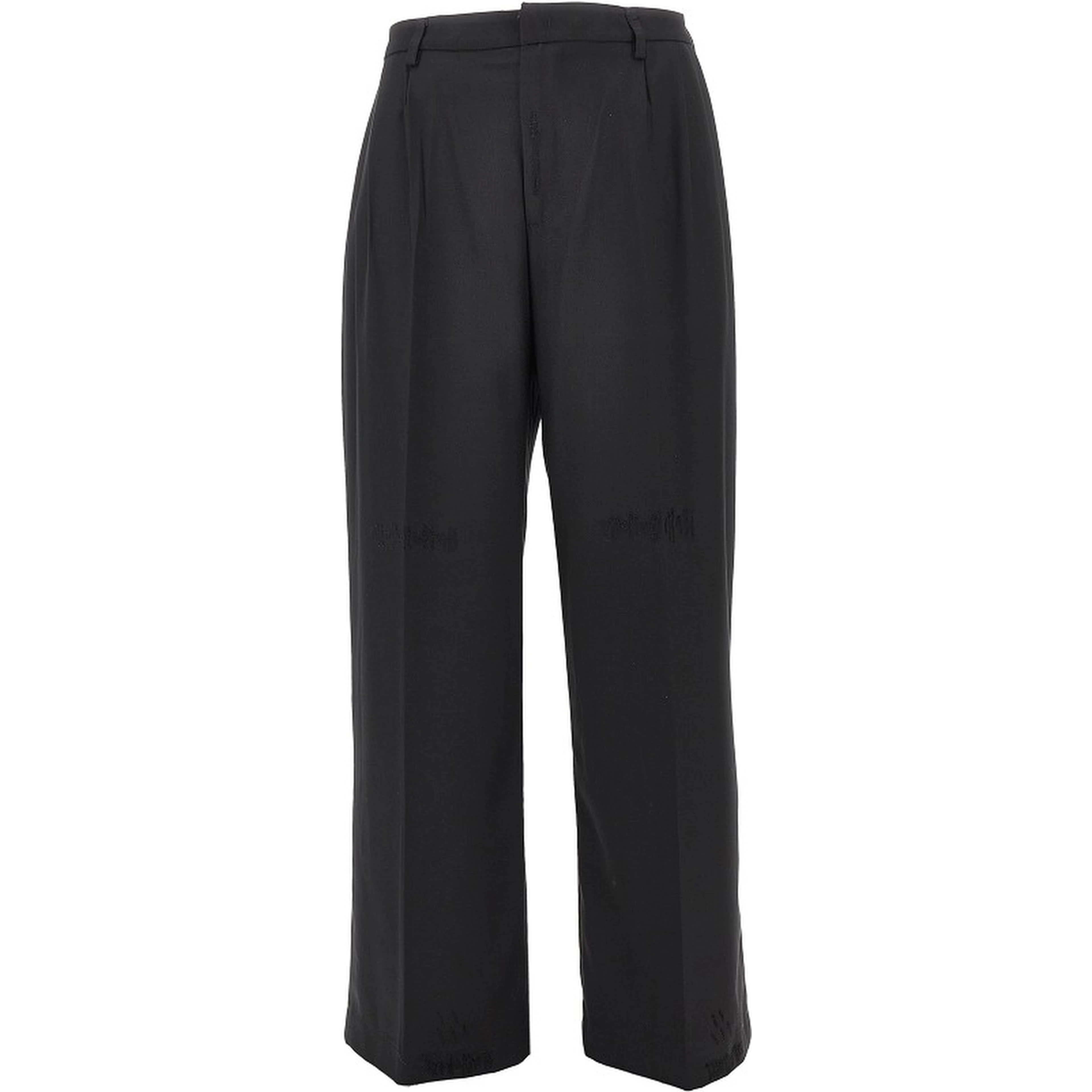 Distressed twill pants with darts