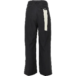 Distressed twill pants with darts