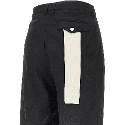 Distressed twill pants with darts