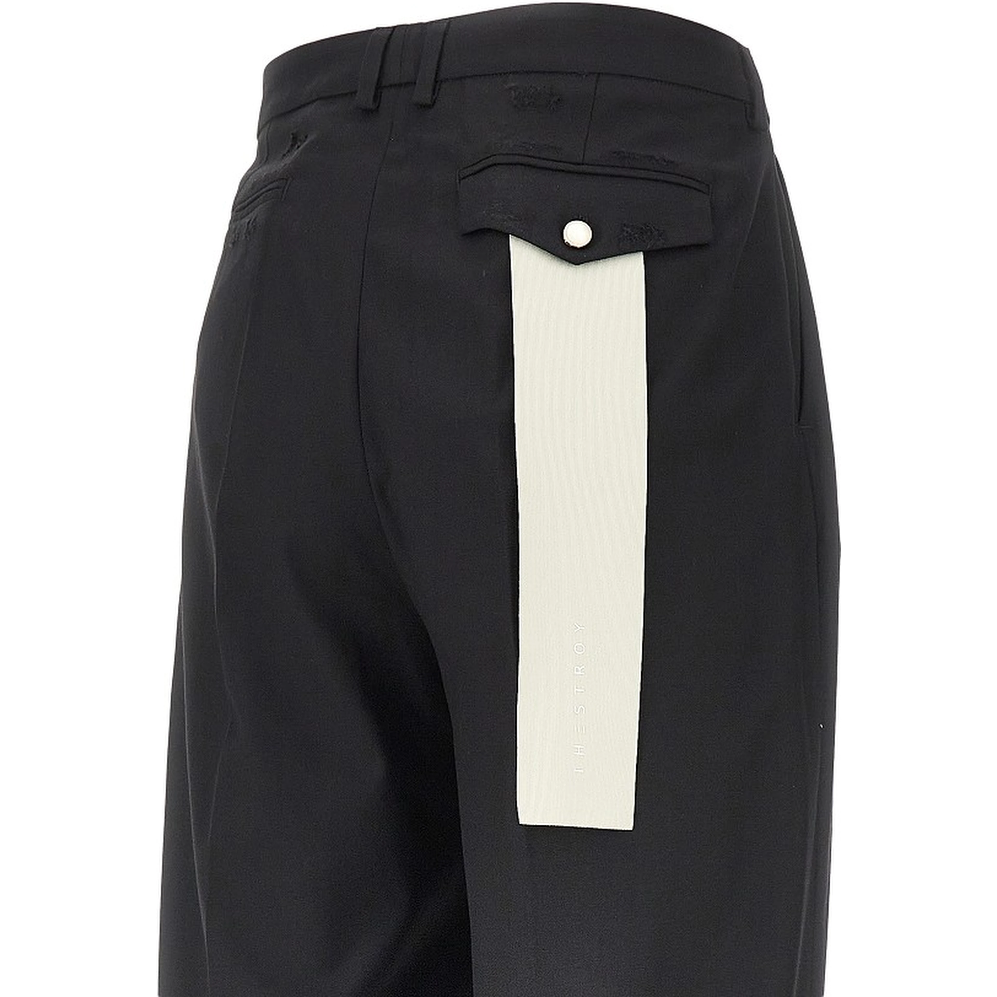 Distressed twill pants with darts