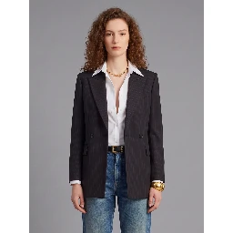 Double-breasted jacket in chalk mélange wool