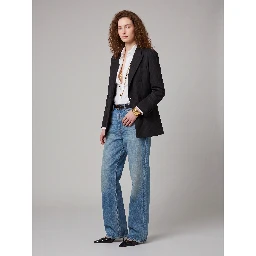 Double-breasted jacket in chalk mélange wool