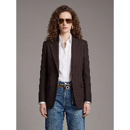 Single-breasted jacket in chalk mélange wool