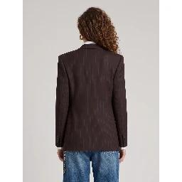 Single-breasted jacket in chalk mélange wool