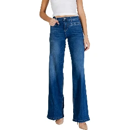 Blue Cotton Bootcut Jeans
