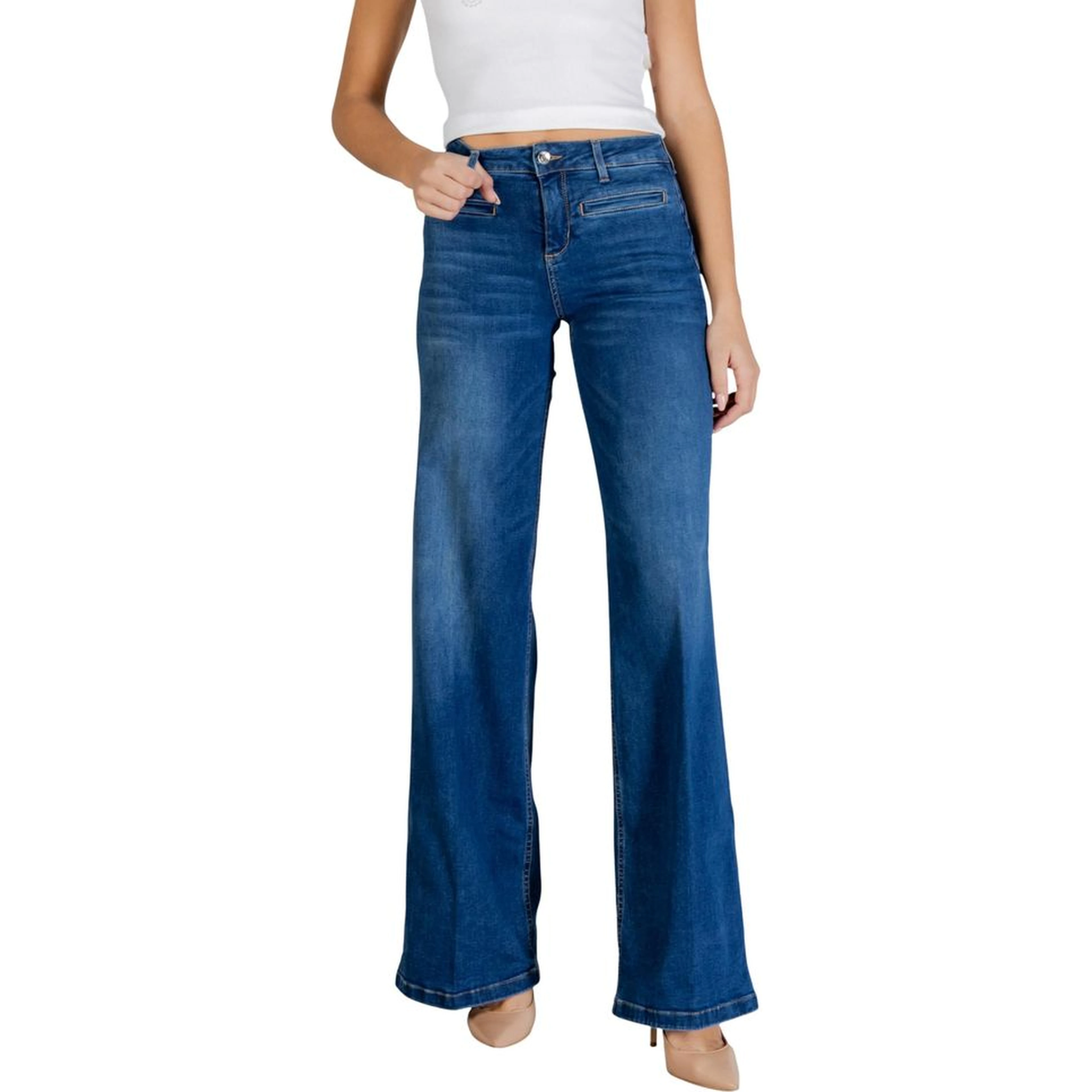 Blue Cotton Bootcut Jeans