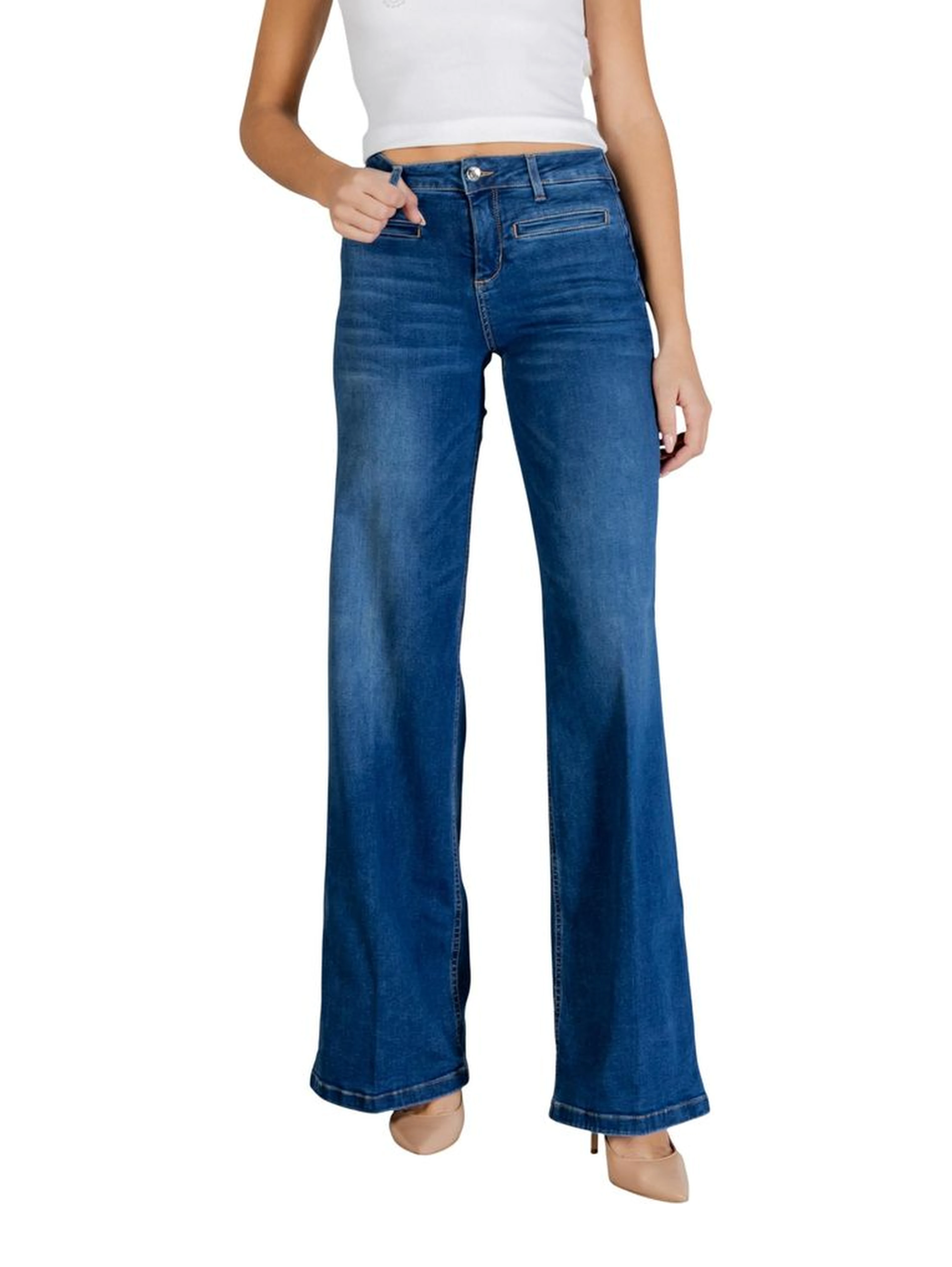 Blue Cotton Bootcut Jeans
