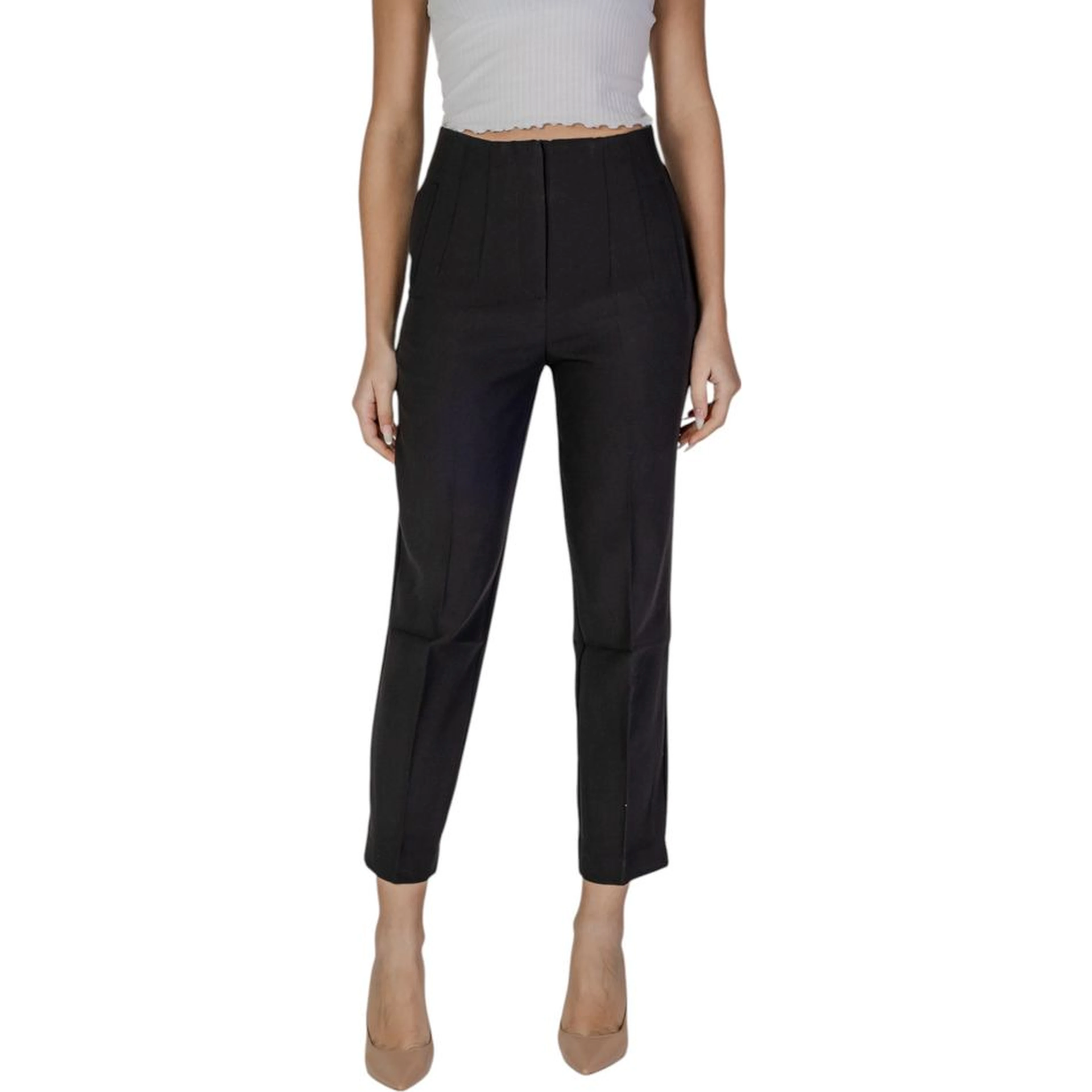 Black Recycled Polyester Casual Pants