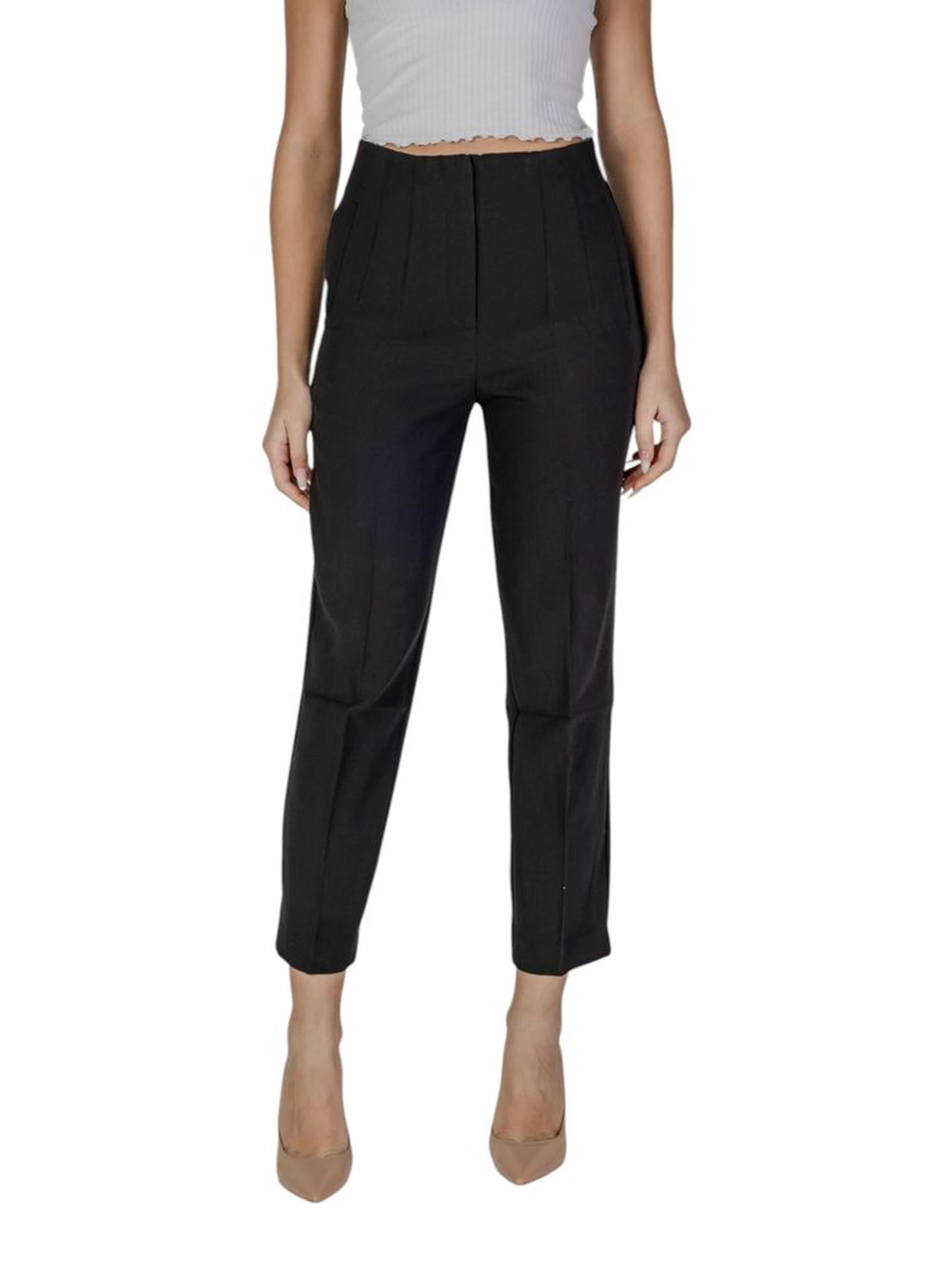 Black Recycled Polyester Casual Pants