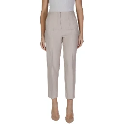 Beige Recycled Polyester Casual Pants