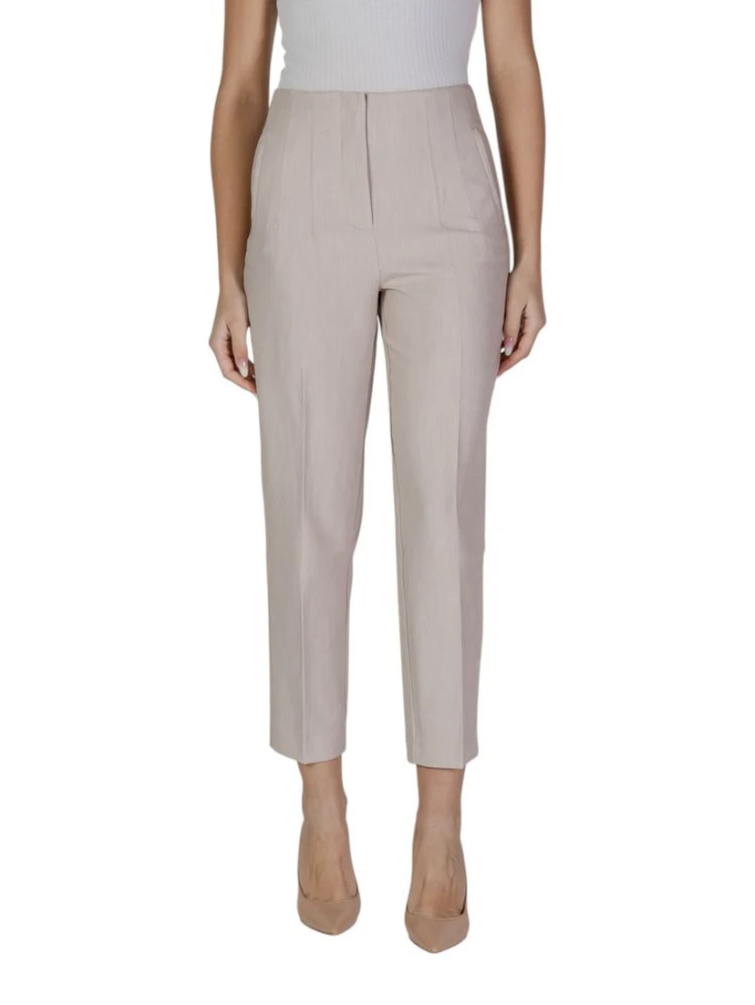 Beige Recycled Polyester Casual Pants