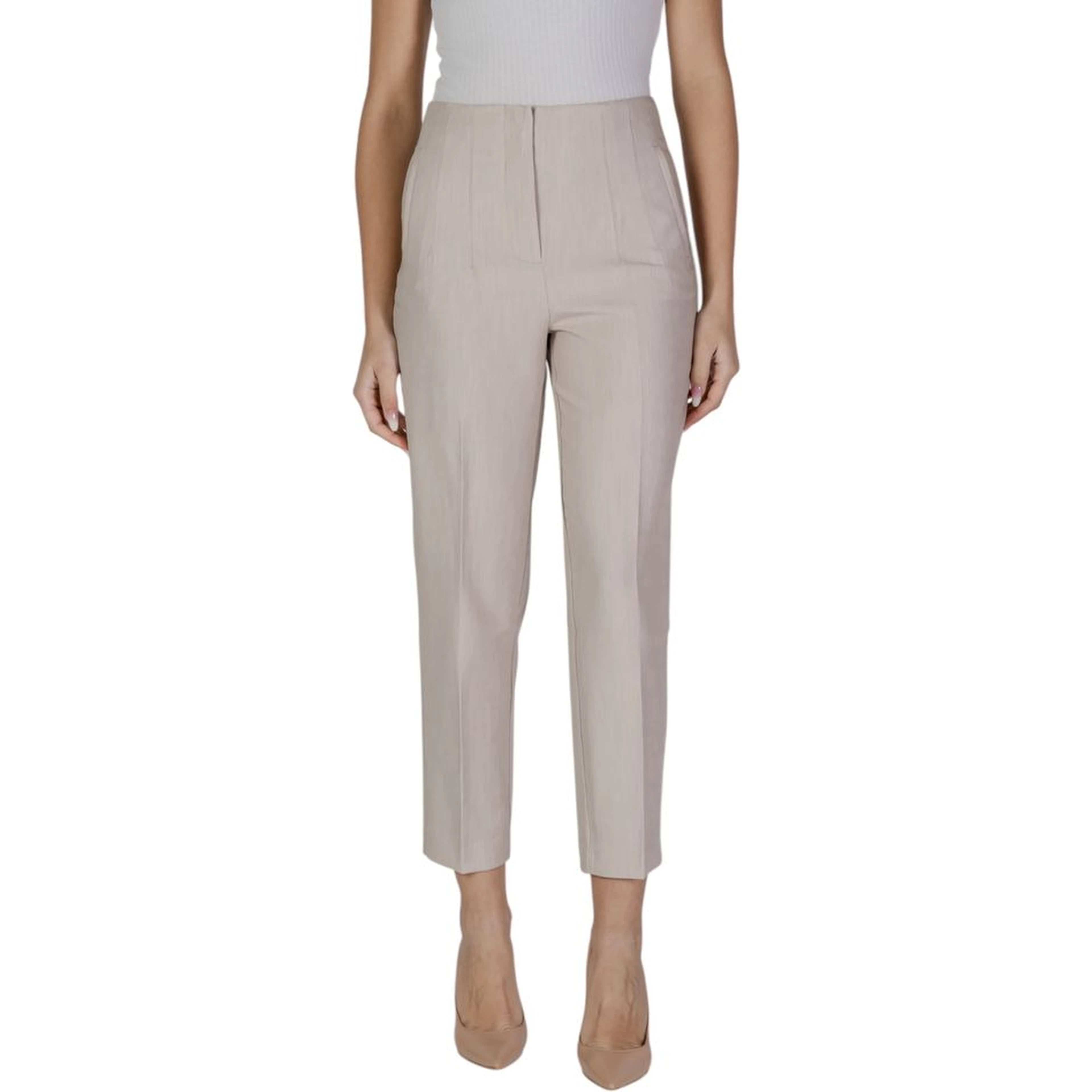 Beige Recycled Polyester Casual Pants