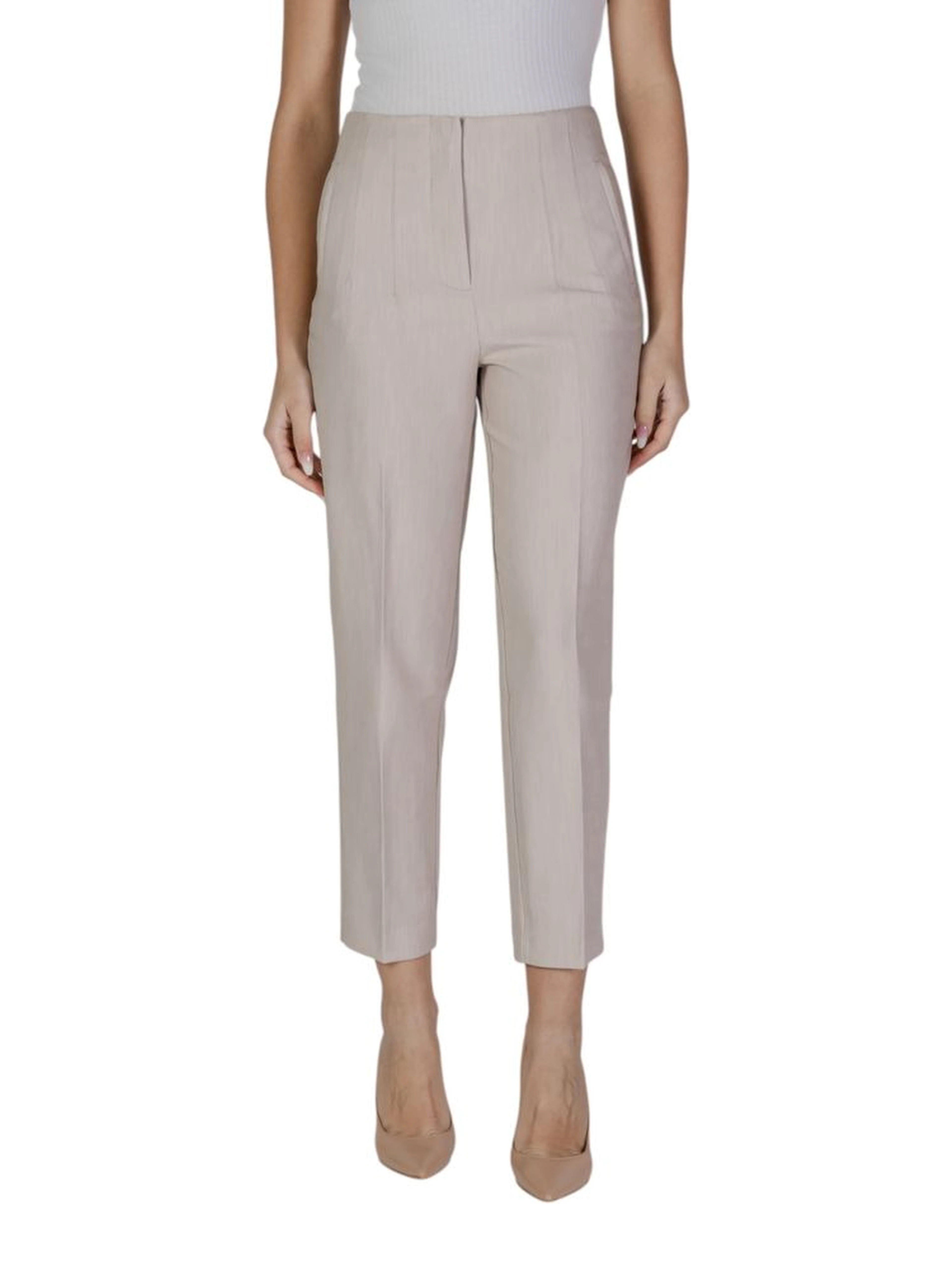 Beige Recycled Polyester Casual Pants