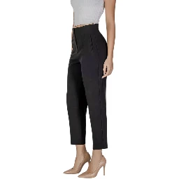 Black Recycled Polyester Casual Pants