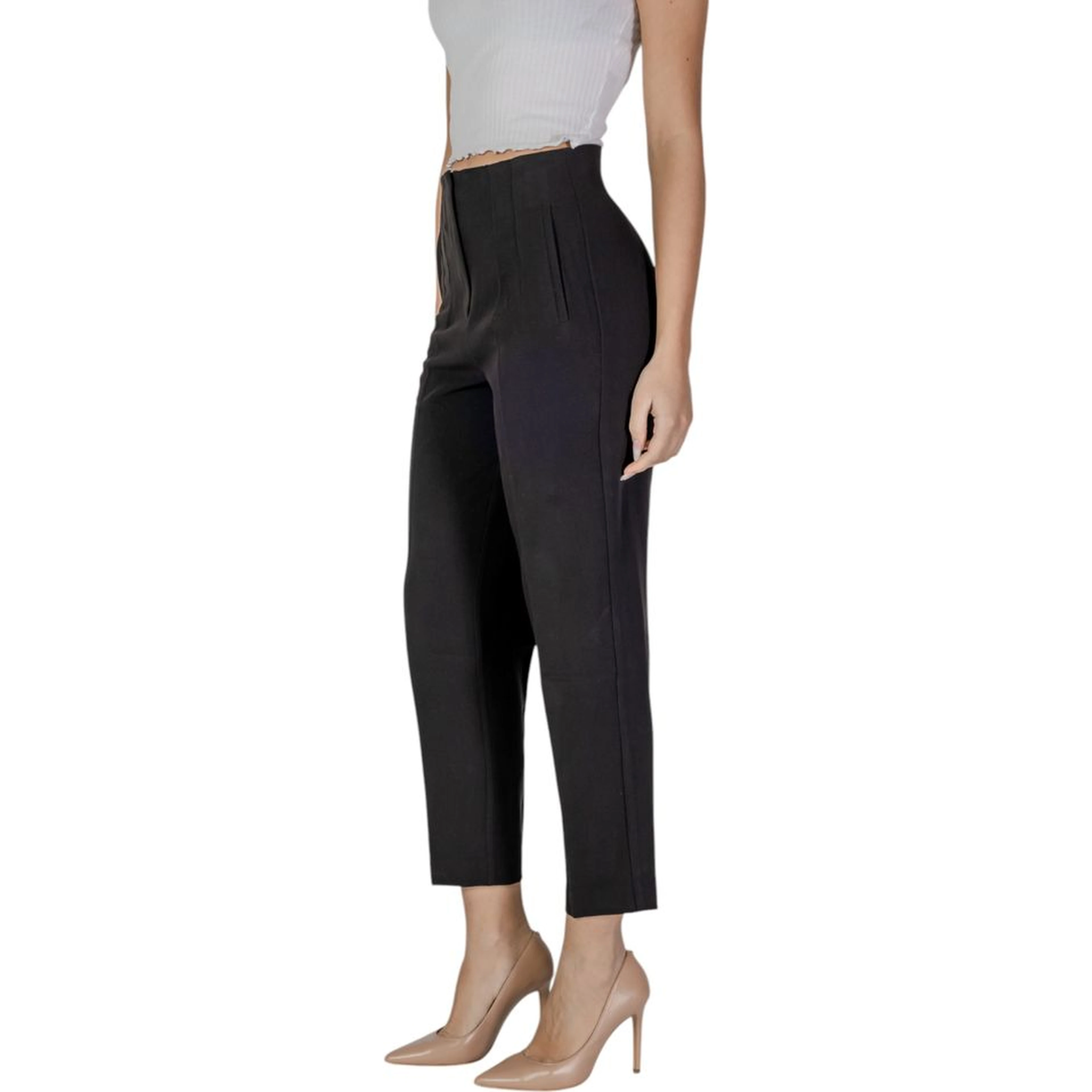 Black Recycled Polyester Casual Pants