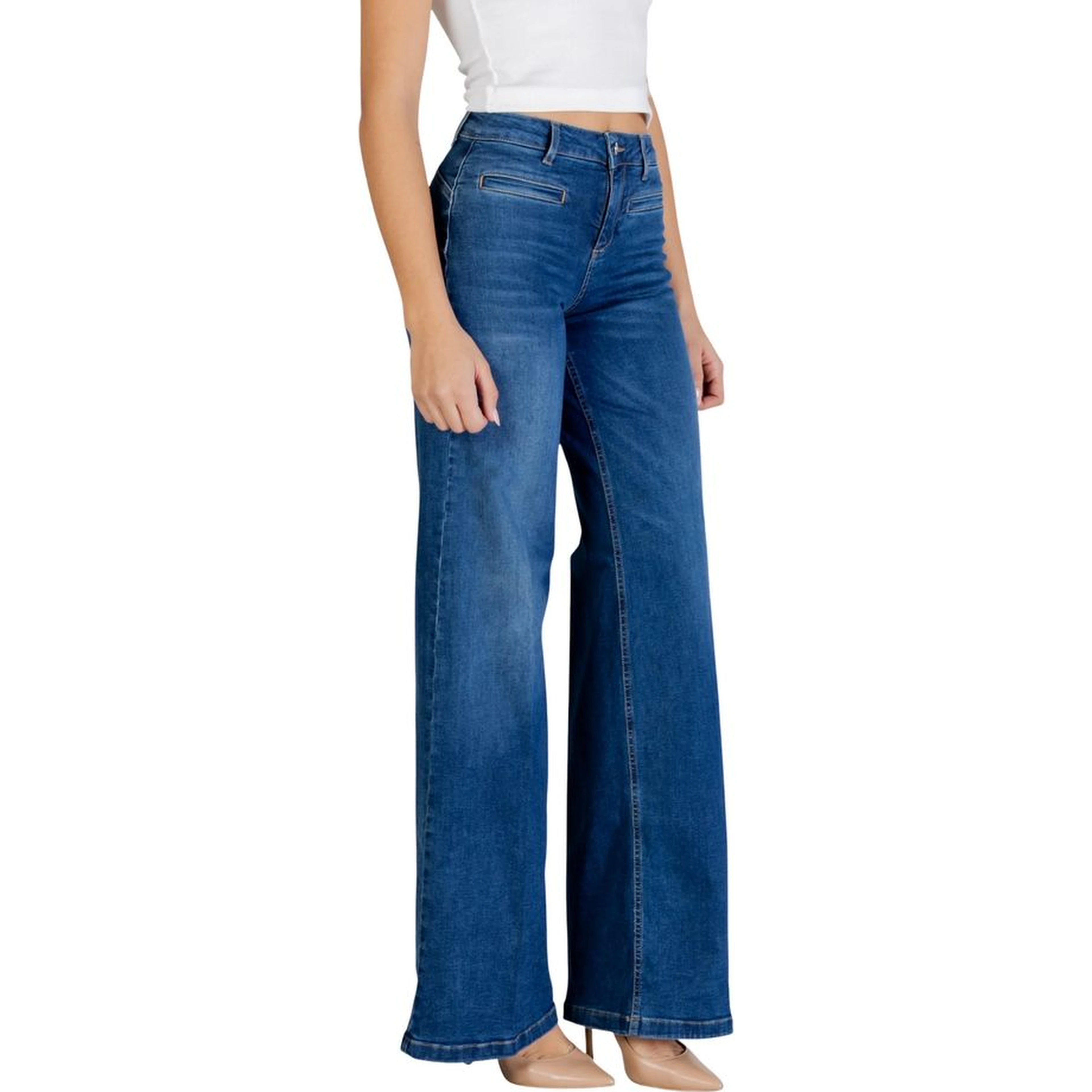 Blue Cotton Bootcut Jeans