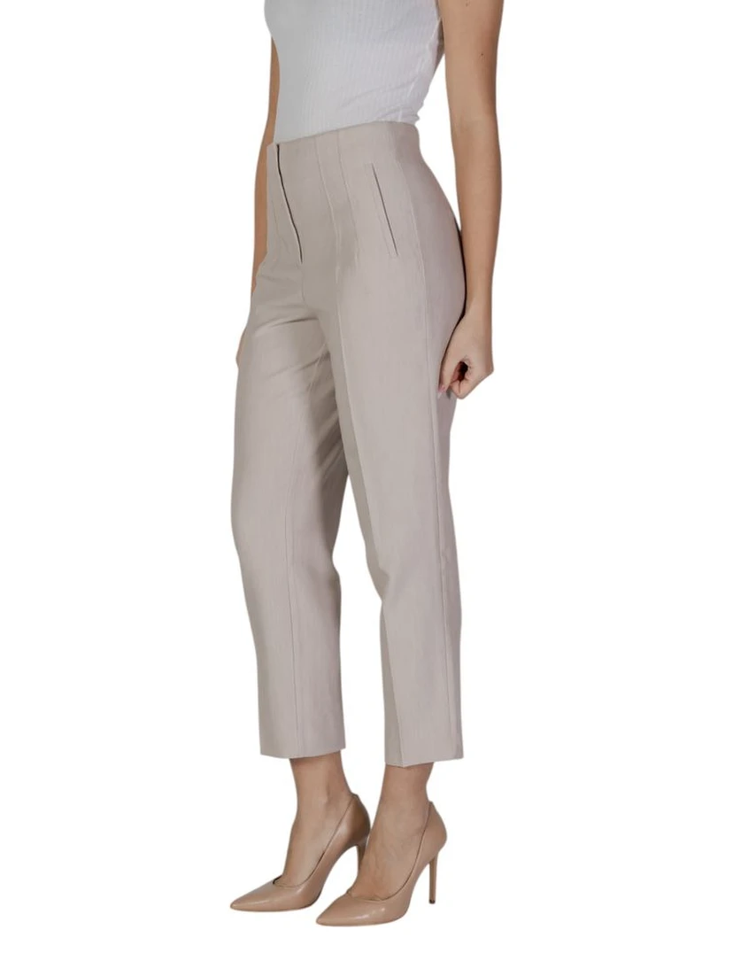 Beige Recycled Polyester Casual Pants