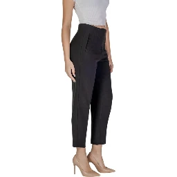 Black Recycled Polyester Casual Pants