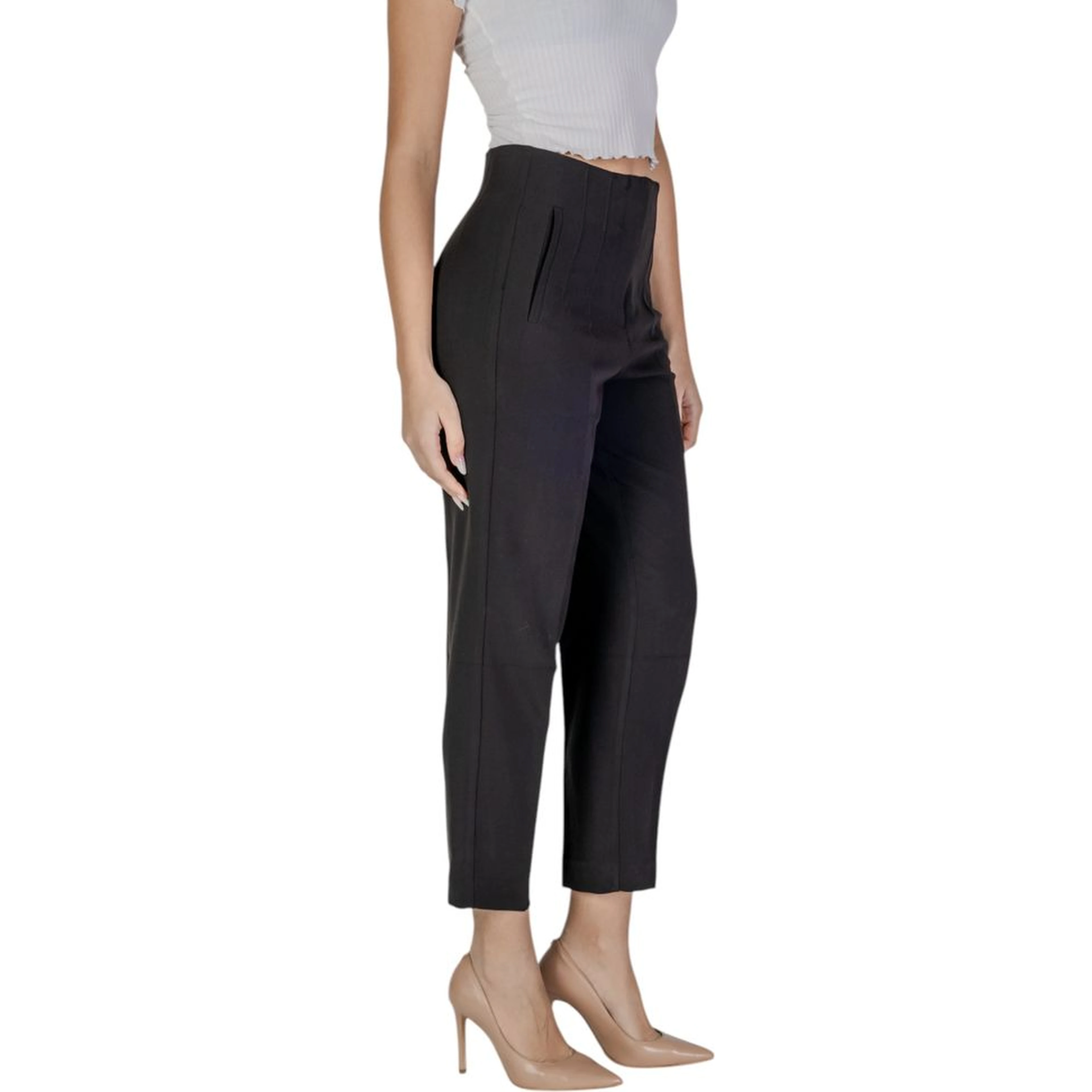 Black Recycled Polyester Casual Pants