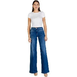 Blue Cotton Bootcut Jeans